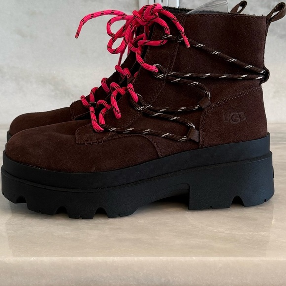 UGG Brisbane Lace Up Waterproof Suede Boots with Pink & Brown Laces • 10 • NWT - Picture 7 of 15